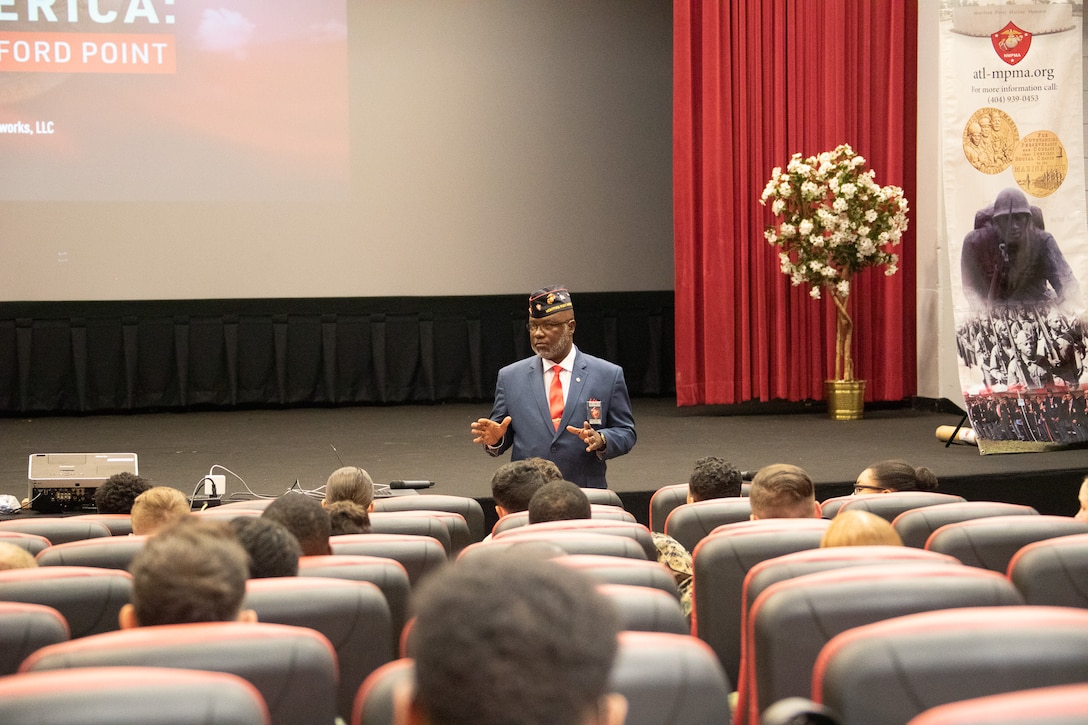 The Atlanta Chapter 5 and Warner Robins Chapter 35 visited Marine Corps Logistics Base Albany, May 1. 
Marines gathered at the Base Theater for a history lesson and to hear motivational stories told by Chapter 35 President Tony Price and Chapter 5 President Johnny Higdon, retired Marine Corps sergeant major.
For more information: https://www.atl-mpma.org/ 
Photos by: Jonathan Wright