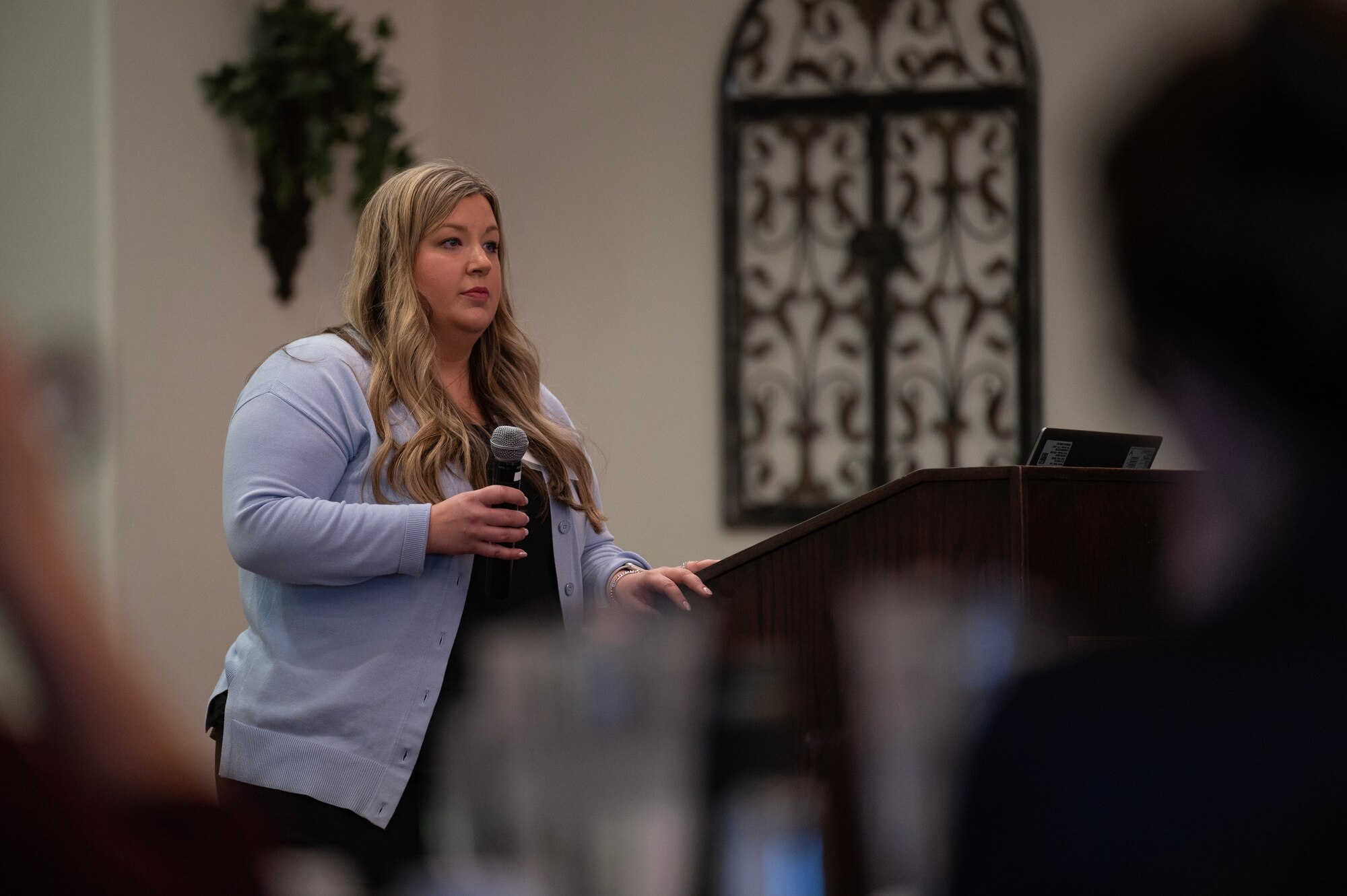 Woman speaks at a digital engineering workshop