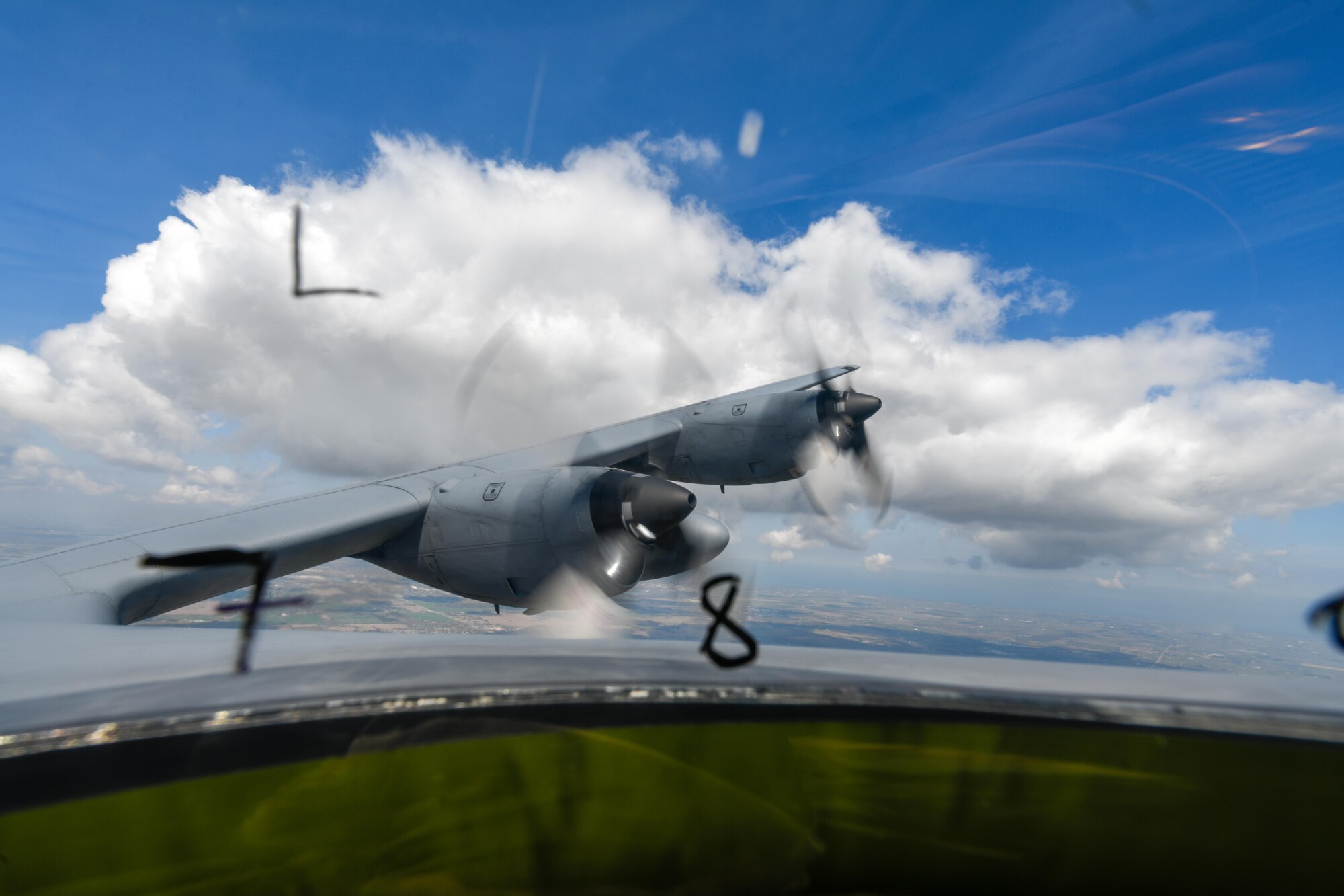 The view from an observation bubble on a C-130H Hercules aircraft assigned to the 910th Airlift Wing en route to Niagara Falls, April 27, 2023.