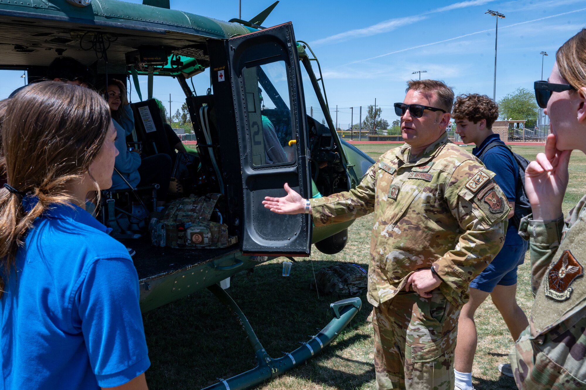 senior enlisted leader talks to kids