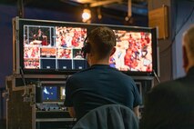 A backstage view of video screens at the Marine Band's 225th anniversary concert held in North Bethesda, Md. on April 30, 2023.

(U.S. Marine Corps photos by SSgt. Chase Baran/Released)