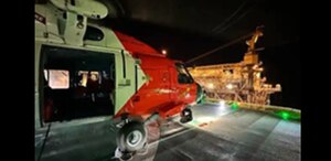MH-60T crew medevacs worker from oil platform off Port Fourchon, Louisiana