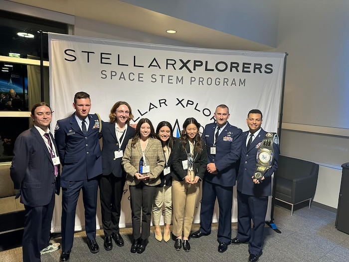 Air Force Junior ROTC teams competing at StellarXplorers Nationals at the NASA Space Center in Houston, Texas, April 22, 2023.