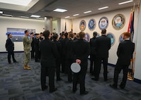 Midshipmen from the U.S. Naval Academy Information Warfare Club visit the Office of Naval Intelligence.