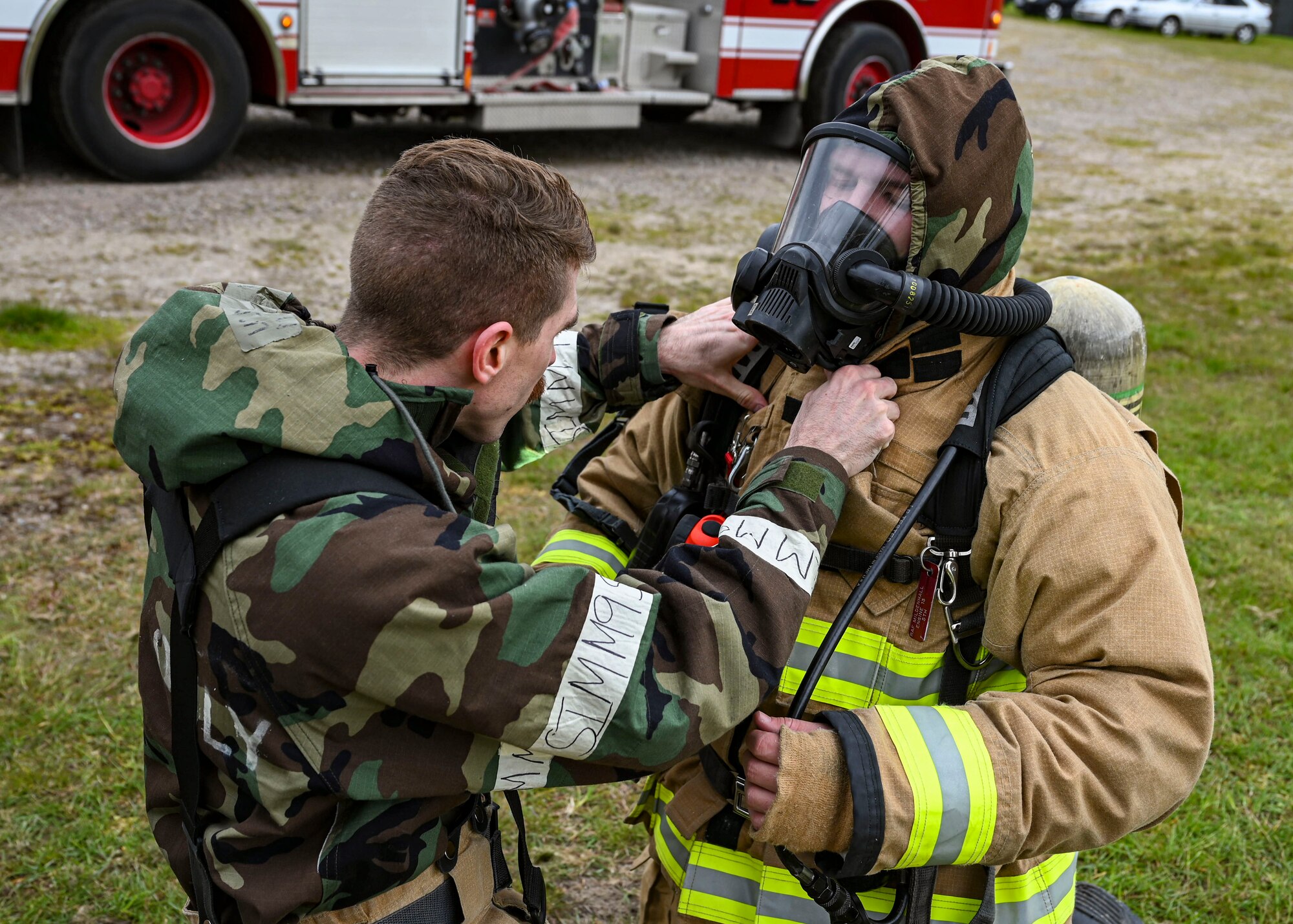 The exercise allowed 100th CES Airmen to practice performing essential operations during simulated chemical attacks.