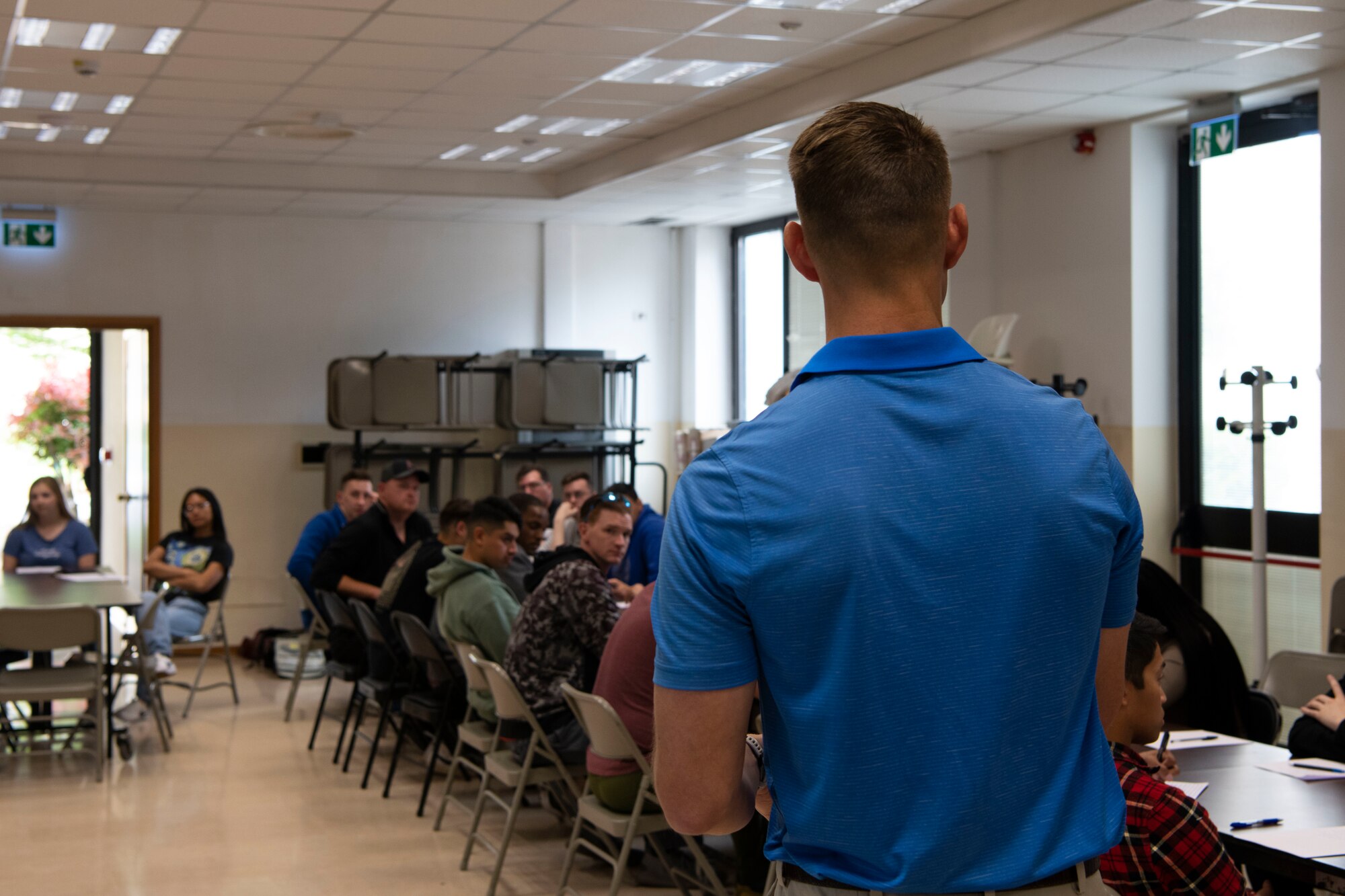 U.S. Air Force Capt. Joshua Flynn, 31st Mission Support Group chaplain, facilitates a spiritual fitness discussion.