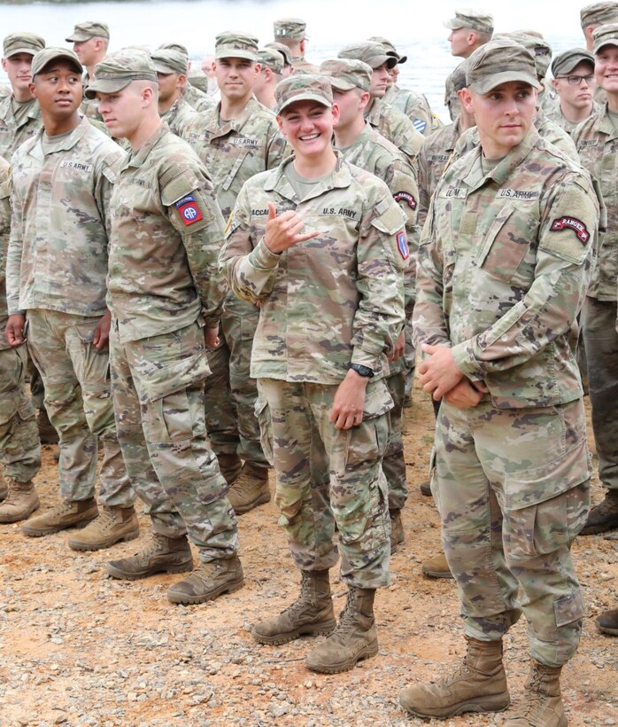 Female Army Reserve Soldier Receives Ranger Tab