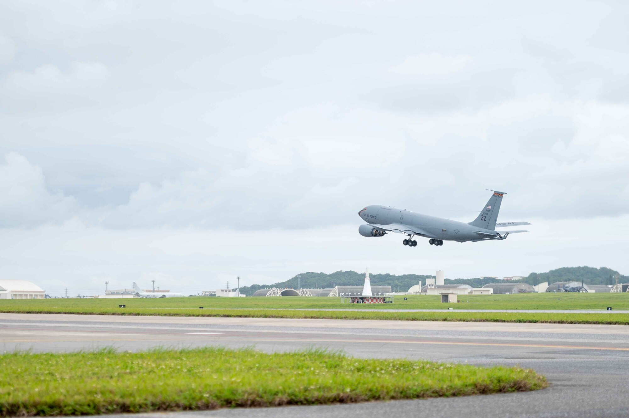 Plane taking off from the flightline