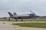 An F-35A Lightning II aircraft piloted by U.S. Air Force Lt. Col. Michael Koob arrives at Truax Field in Madison, Wisconsin Apr. 25, 2023.