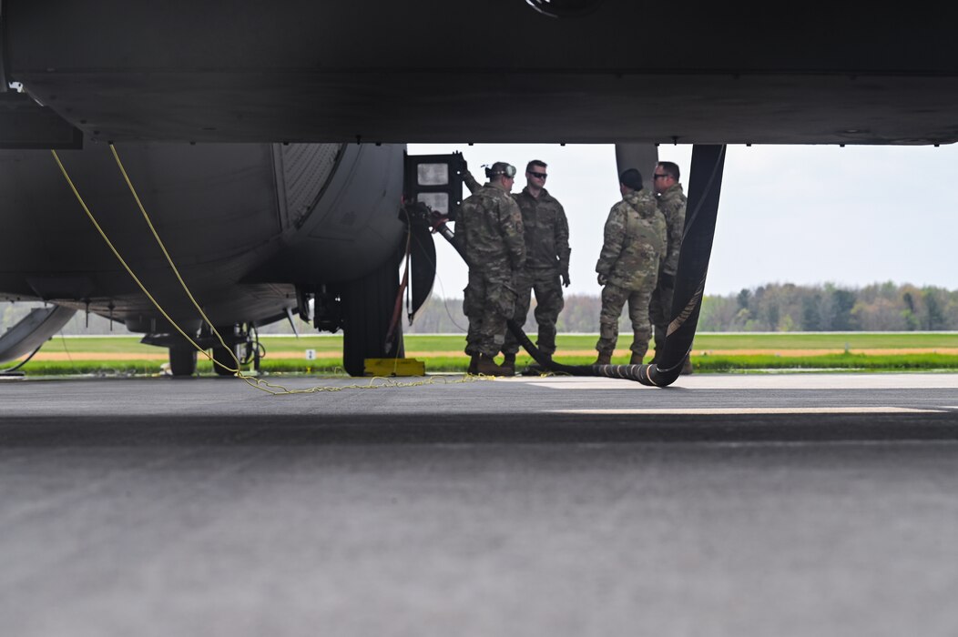 Reserve Citizen Airmen assigned to the 910th Airlift Wing refuel a C-130H Hercules aircraft on April 25, 2023, at Youngstown Air Reserve Station, Ohio.