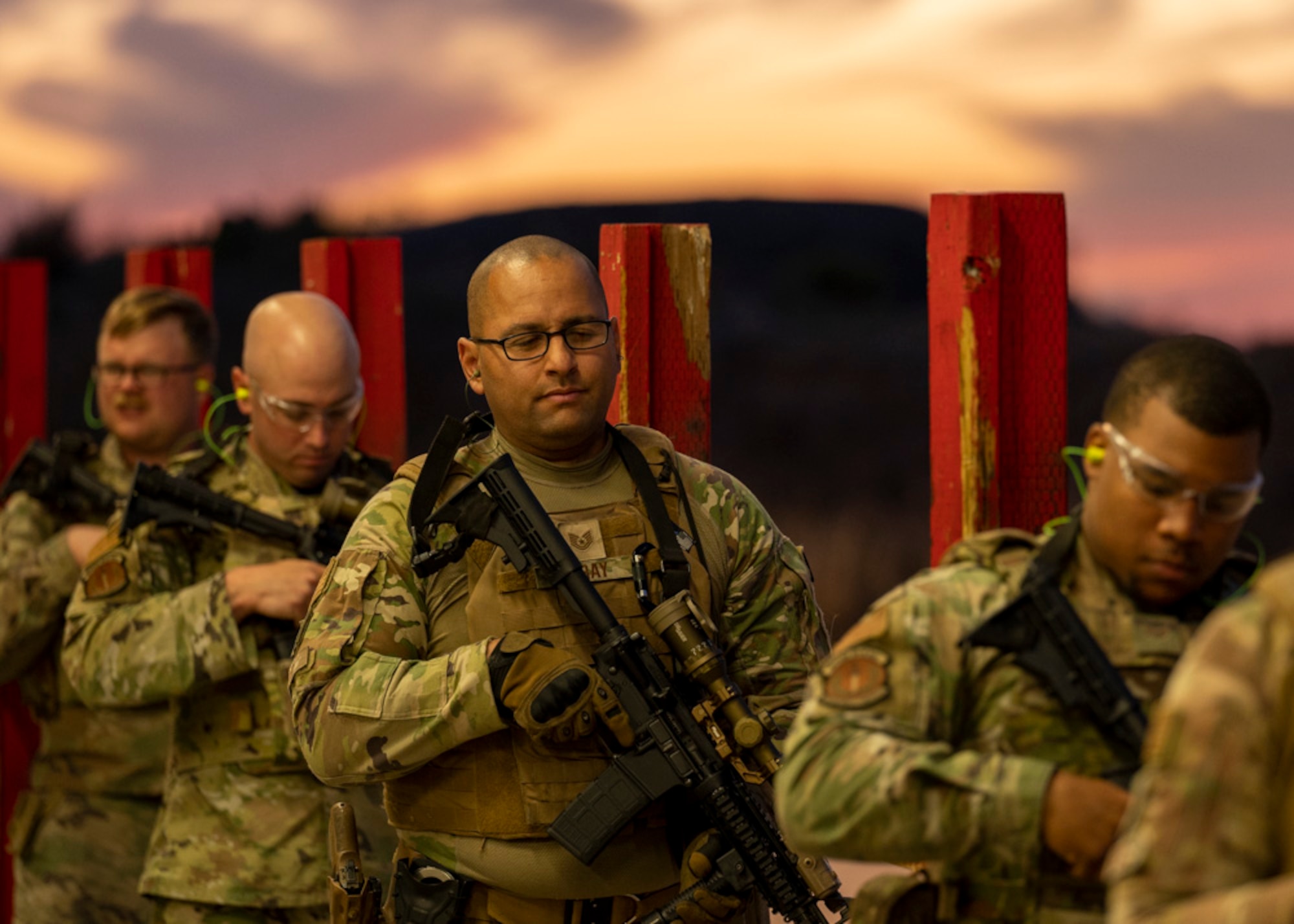 A photo of Airmen training firearms proficiency