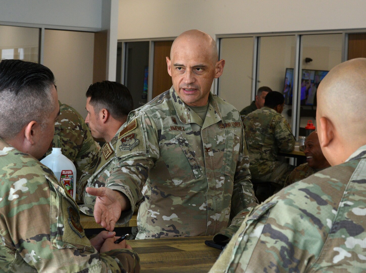 Col. Jose Jimenez, Inter-American Air Forces Academy commandant, offers personal advice during a speed-mentoring session, Friday, at Joint Base San Antonio-Kelly.