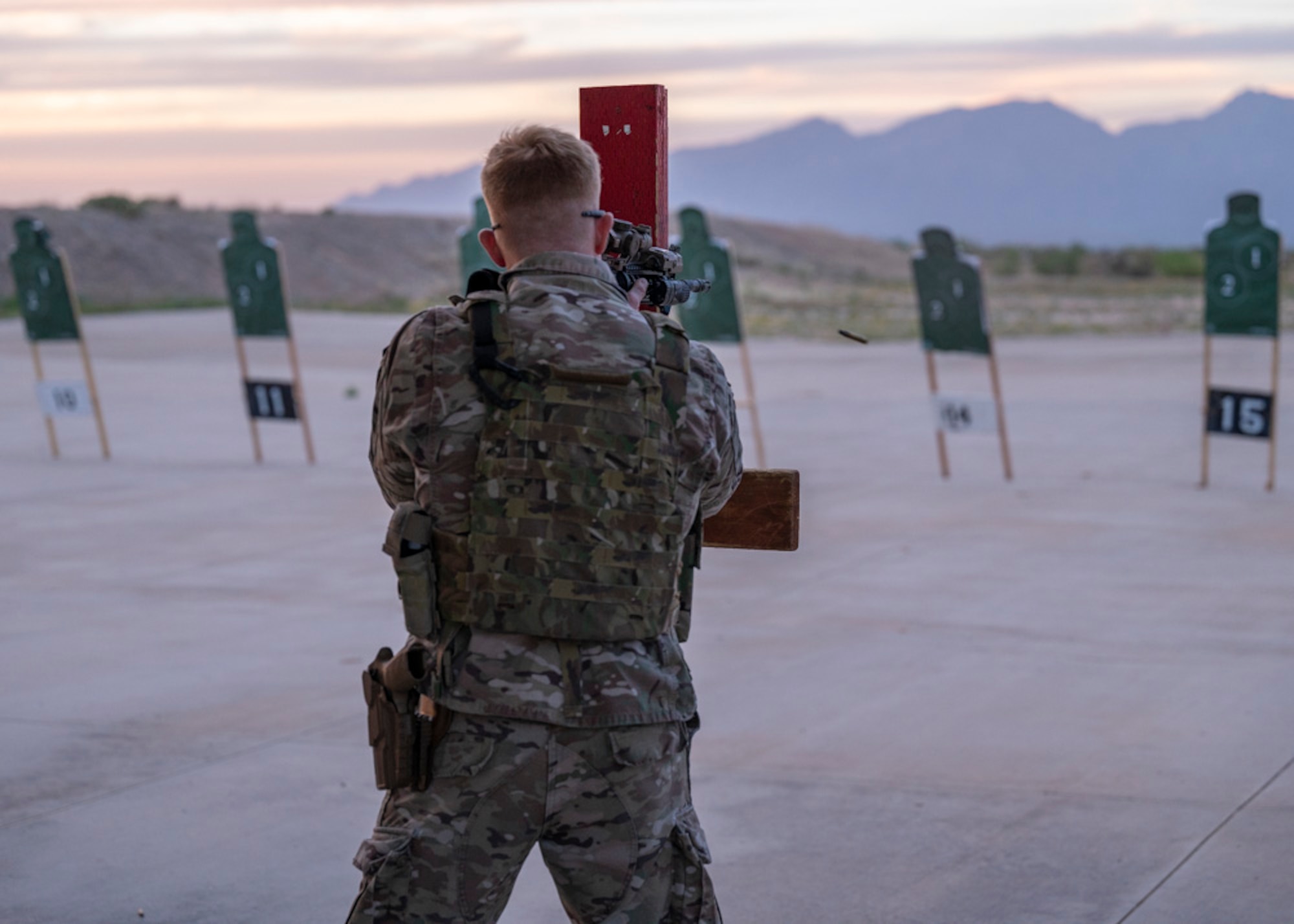 A photo of Airmen training firearms proficiency