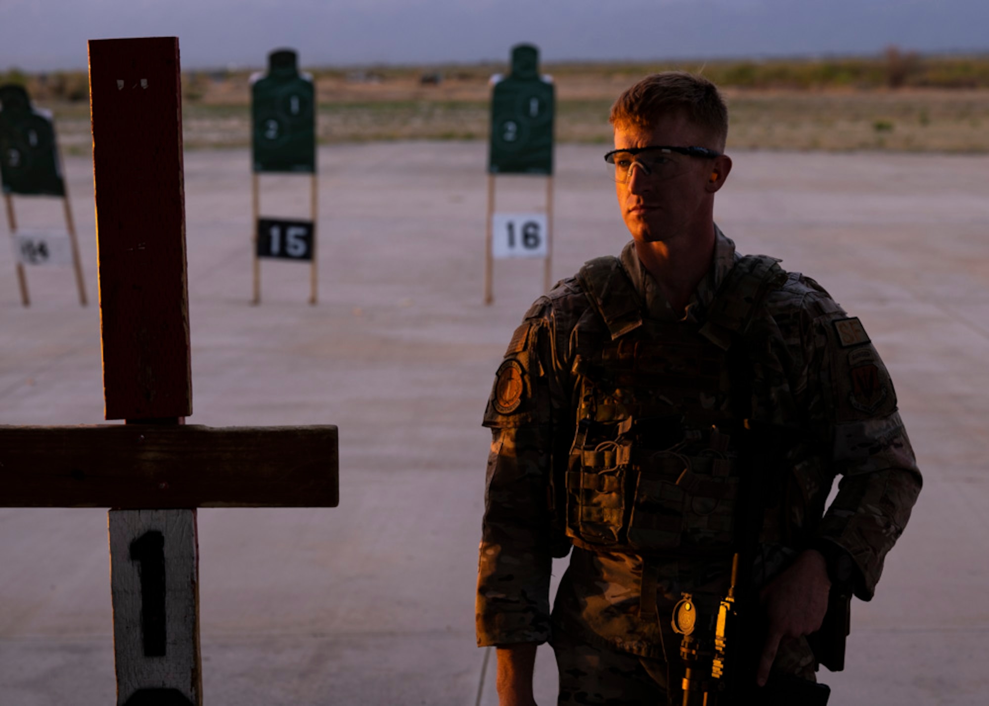 A photo of Airmen training firearms proficiency