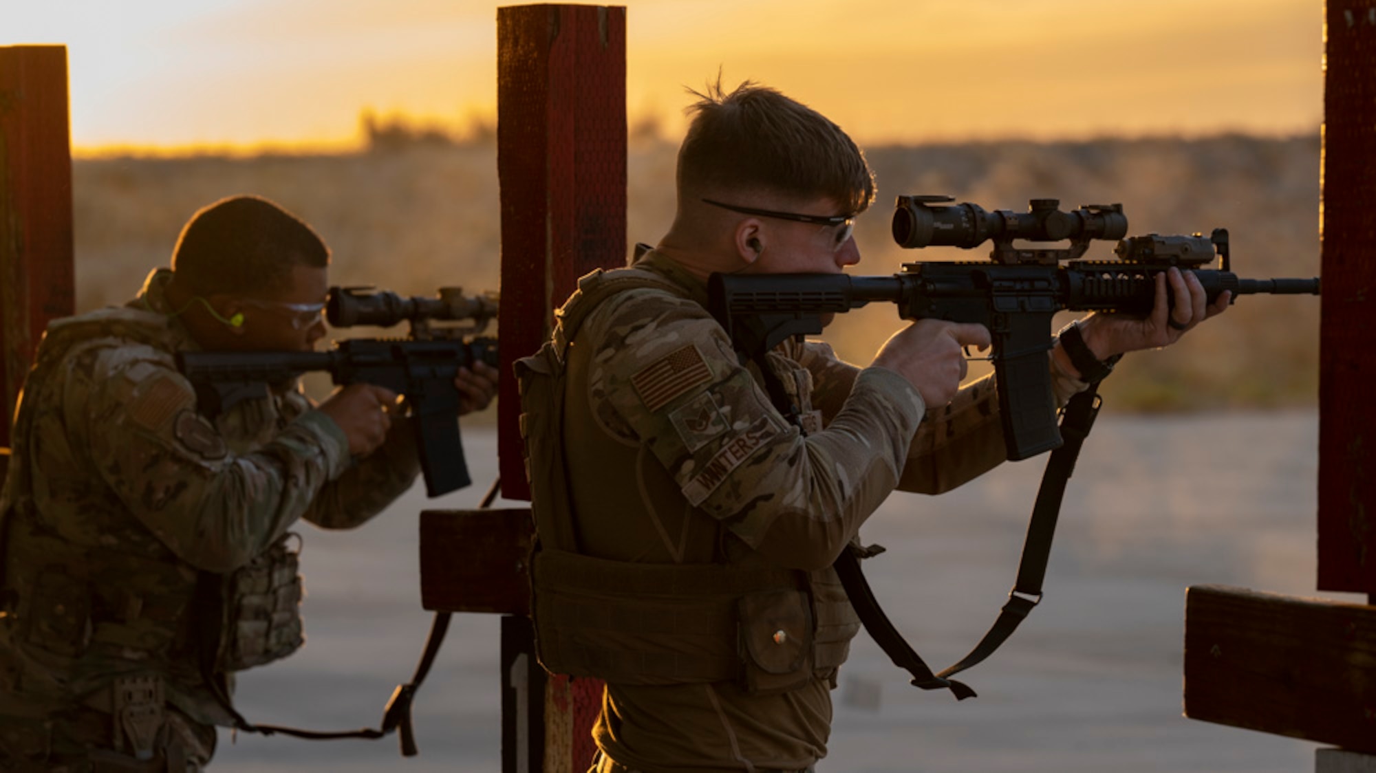 A photo of Airmen training firearms proficiency