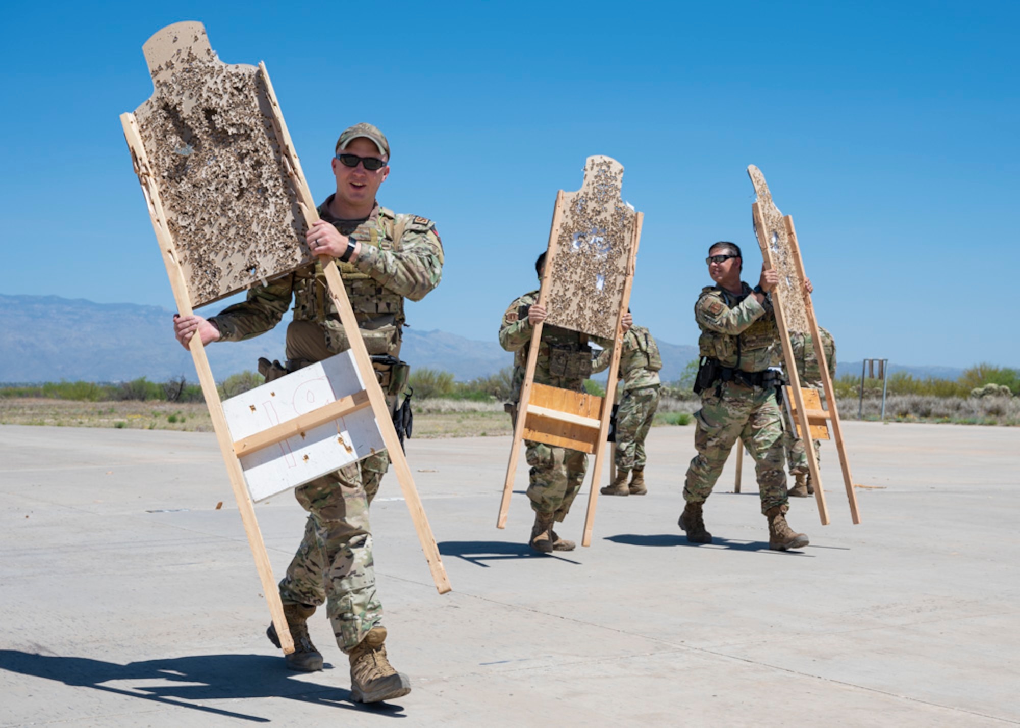 A photo of Airmen training firearms proficiency