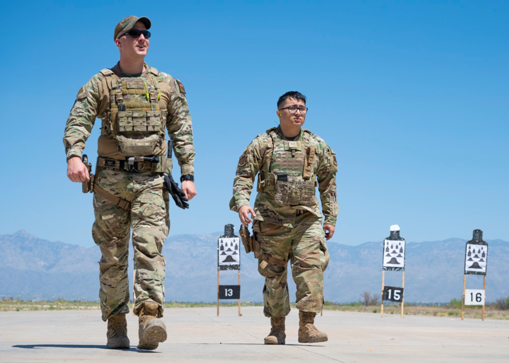 A photo of Airmen training firearms proficiency