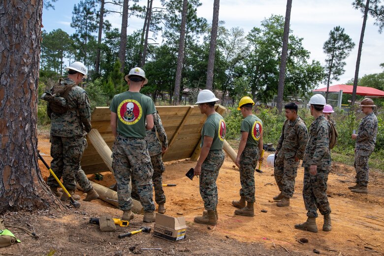 Marine Corps Logistics Base Albany worked with 8th Engineer Support Battalion from Marine Corps Base Camp Lejeune in North Carolina to construct a new endurance course at the southwest Georgia installation. The project demonstrates a commitment to camaraderie and physical fitness, and officially opened up for use on Thursday after 20 days of construction. (U.S. Marine Corps photo by Jonathan Wright)