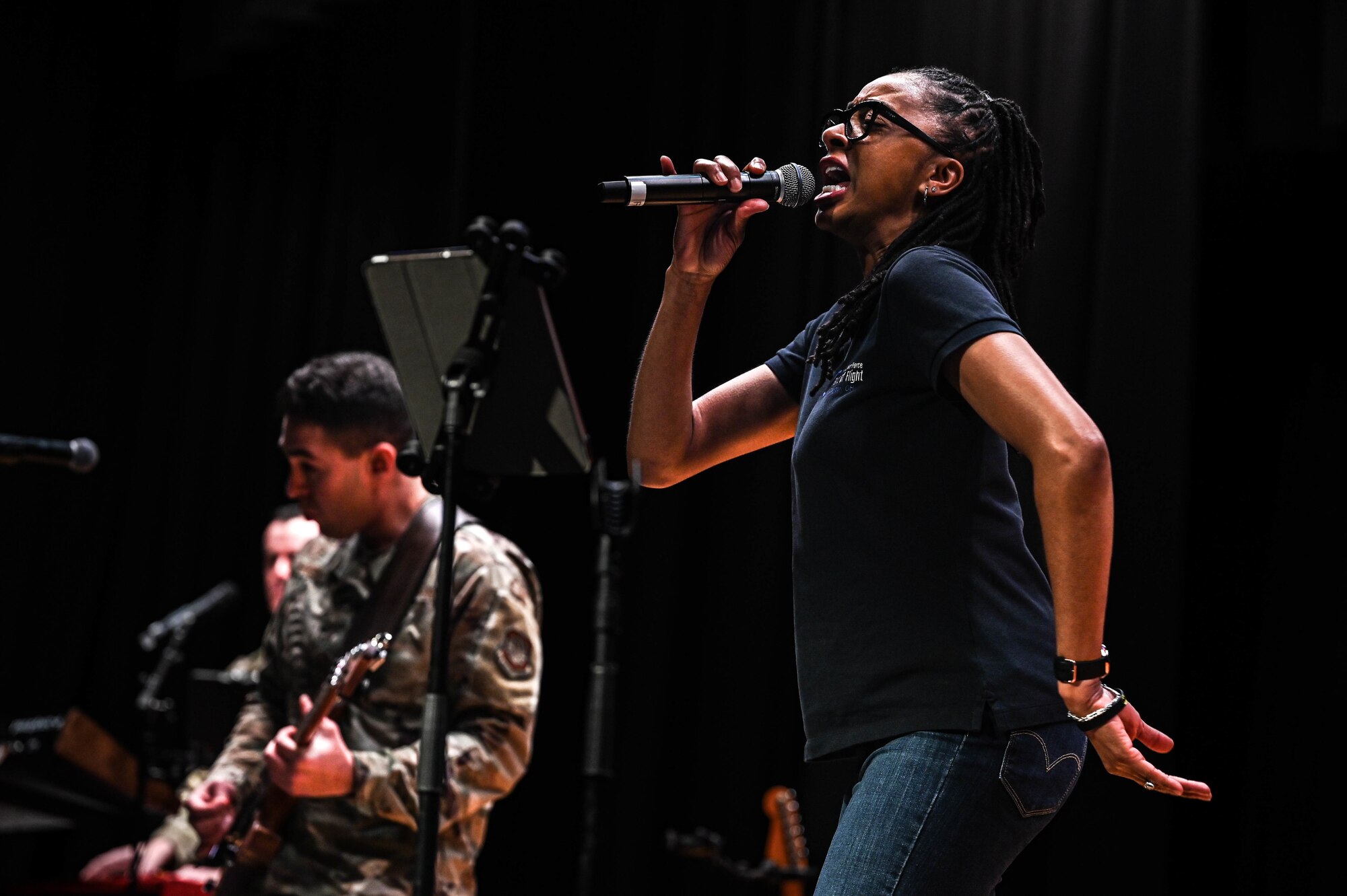 A band performs on stage