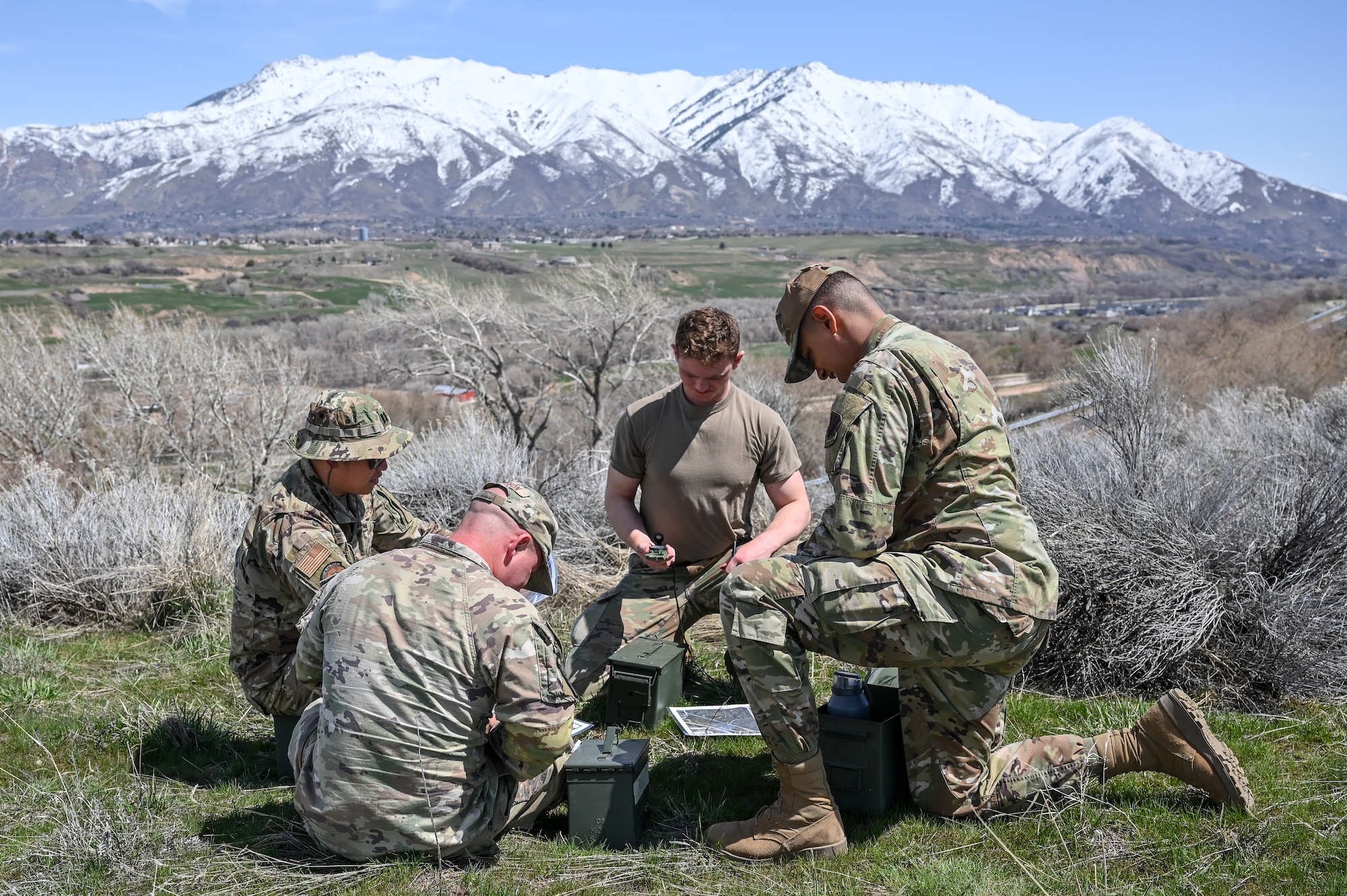Airmen from 729th Air Control Squadron apply navigational skills during a Deployment Initial Readiness Training course