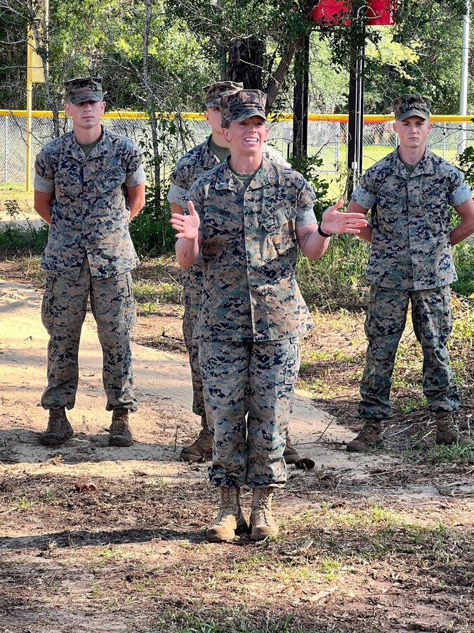 Marine Corps Logistics Base Albany worked with 8th Engineer Support Battalion from Marine Corps Base Camp Lejeune in North Carolina to construct a new endurance course at the southwest Georgia installation. The project demonstrates a commitment to camaraderie and physical fitness, and officially opened up for use on Thursday after 20 days of construction. (U.S. Marine Corps photo by Jennifer Parks)