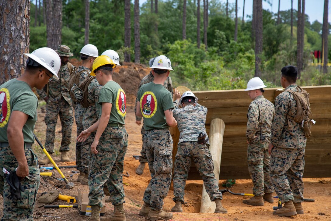 Marine Corps Logistics Base Albany worked with 8th Engineer Support Battalion from Marine Corps Base Camp Lejeune in North Carolina to construct a new endurance course at the southwest Georgia installation. The project demonstrates a commitment to camaraderie and physical fitness, and officially opened up for use on Thursday after 20 days of construction. (U.S. Marine Corps photo by Jonathan Wright)