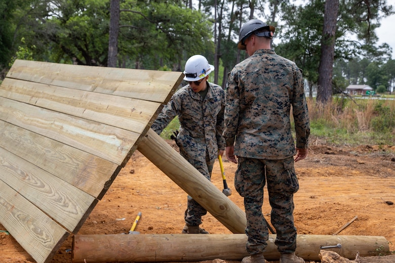 Marine Corps Logistics Base Albany worked with 8th Engineer Support Battalion from Marine Corps Base Camp Lejeune in North Carolina to construct a new endurance course at the southwest Georgia installation. The project demonstrates a commitment to camaraderie and physical fitness, and officially opened up for use on Thursday after 20 days of construction. (U.S. Marine Corps photo by Jonathan Wright)