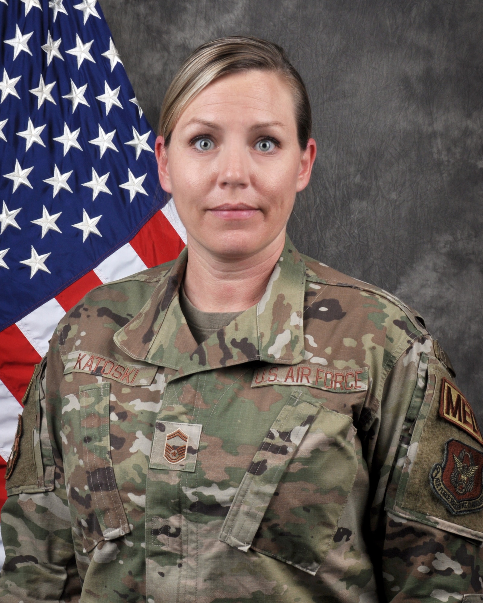 Senior Master Sgt. Sarah E. Katoski, 445th Aeromedical Staging Squadron NCO in charge, is the 445th Airlift Wing Senior NCO of the Quarter, first quarter CY 2023.