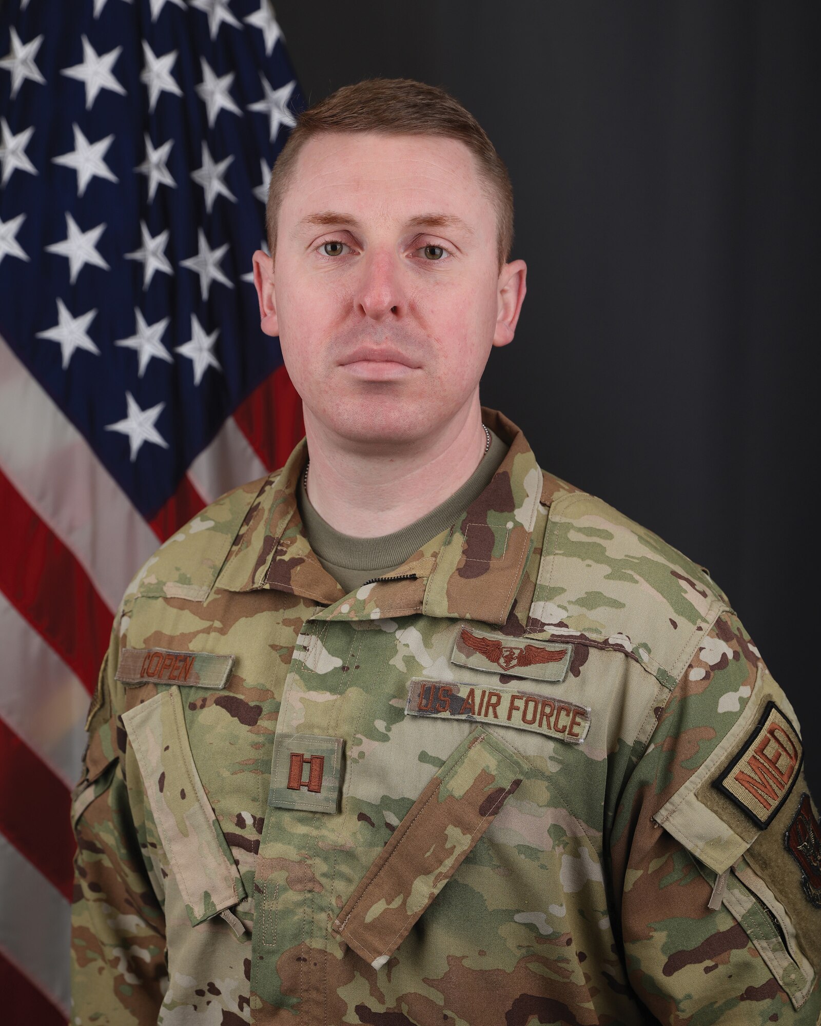 Capt. Nathaniel G. Copen, 445th Aeromedical Evacuation Squadron director of operations, is the 445th Airlift Wing Company Grade Officer of the Quarter, first quarter CY 2023.
