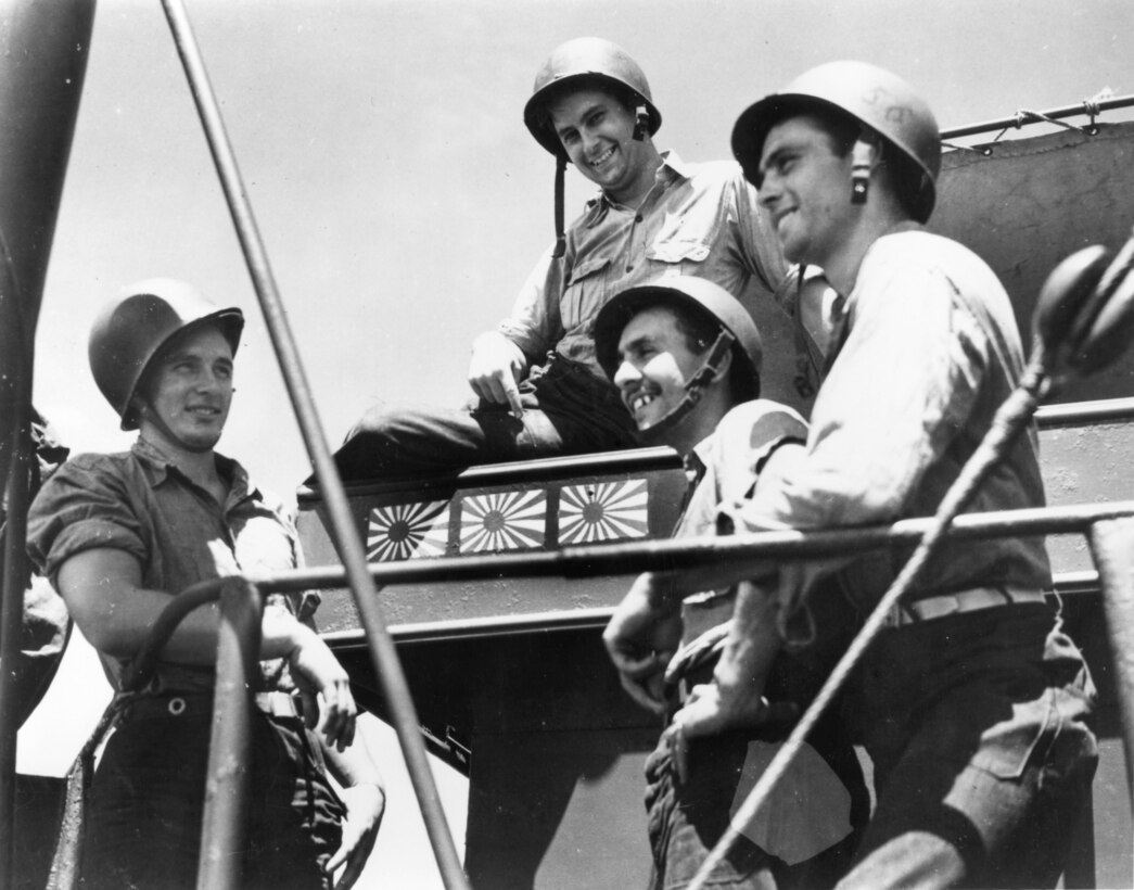 Coast Guardsmen Aboard an LST in the Pacific