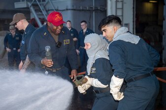USS Nimitz (CVN 68) damage control training exercise.