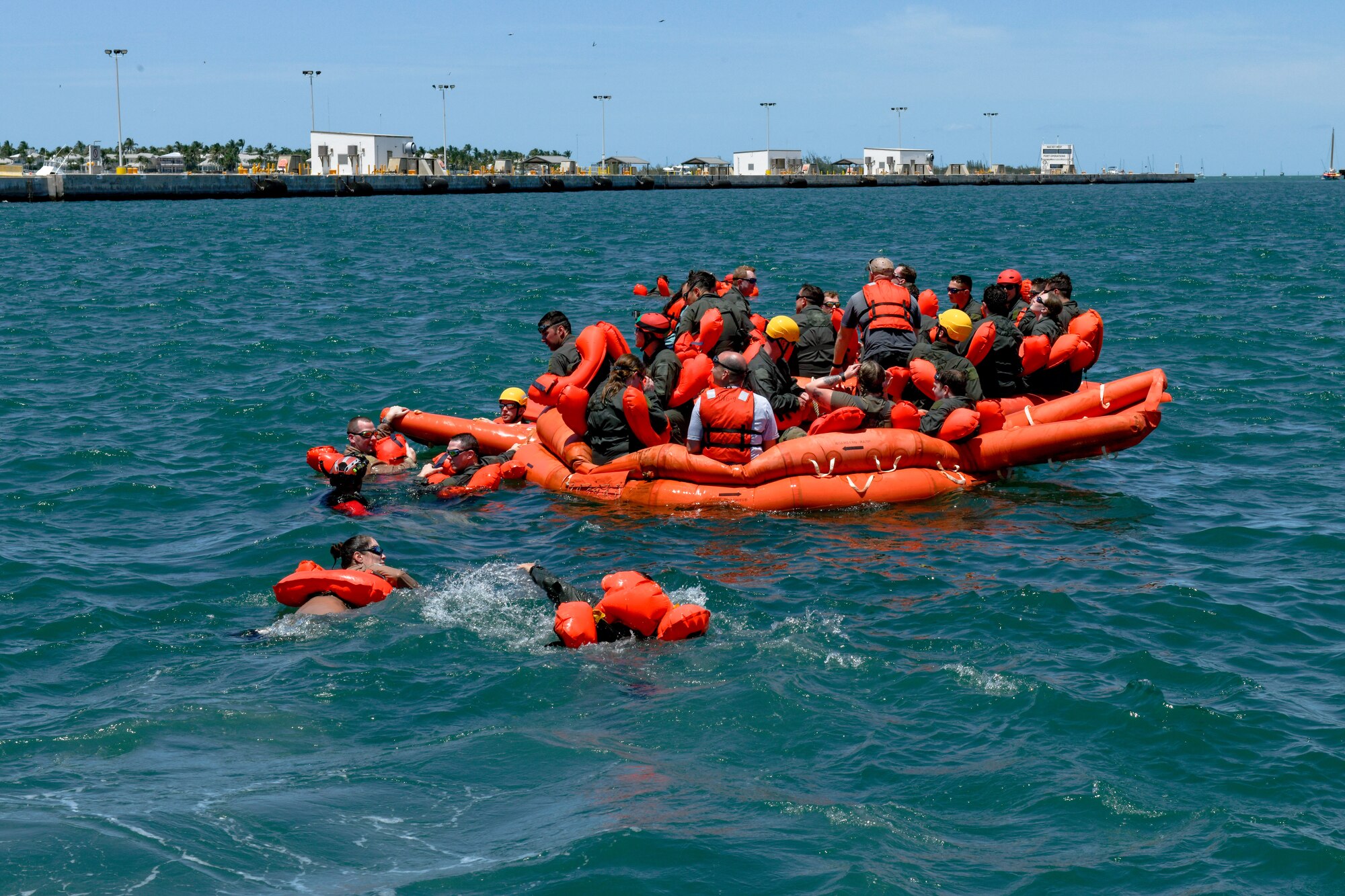 Reserve Citizen Airmen assigned to the 910th Operations Group participate in a mass casualty rescue exercise on April 19, 2023, at Naval Air Station Key West, Florida.