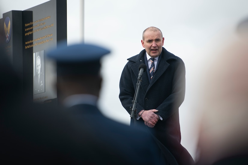 A man speaks to a crowd.