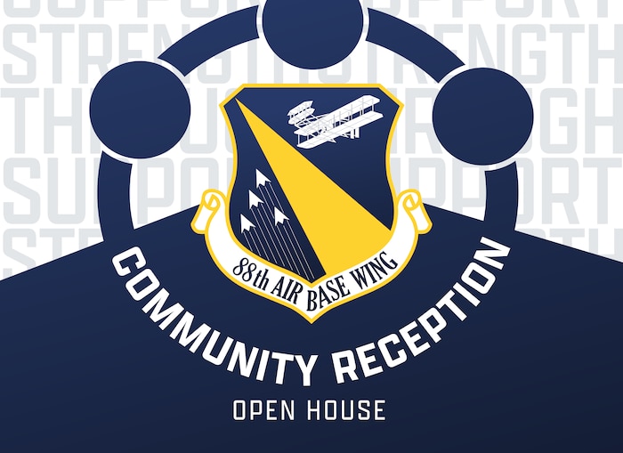 Graphic that reads community reception open house with the 88 ABW shield.