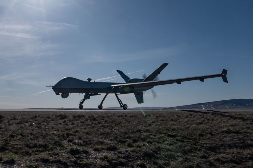 large unmanned aerial vehicle sits on road