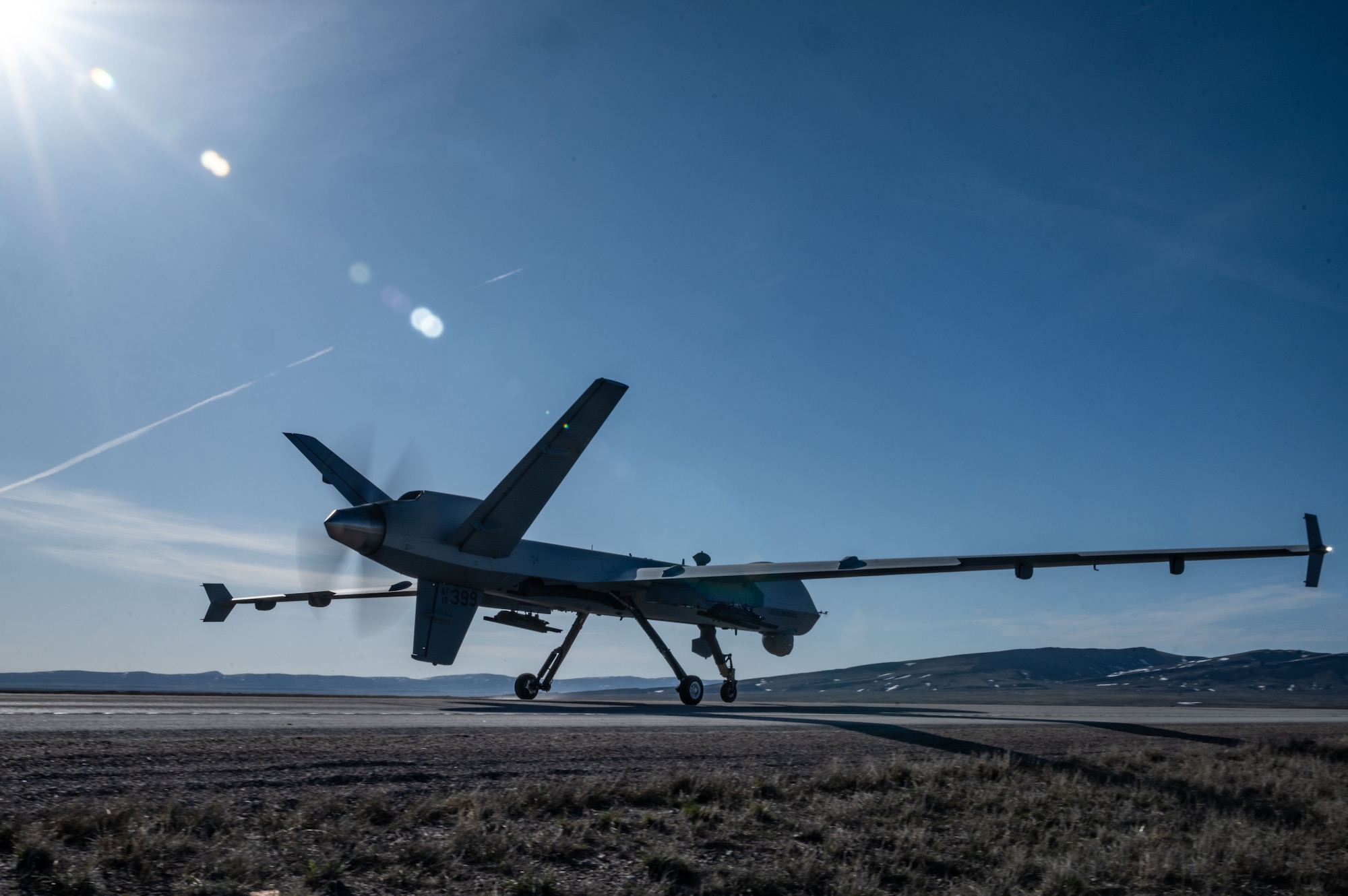 large unmanned aerial vehicle sits on road