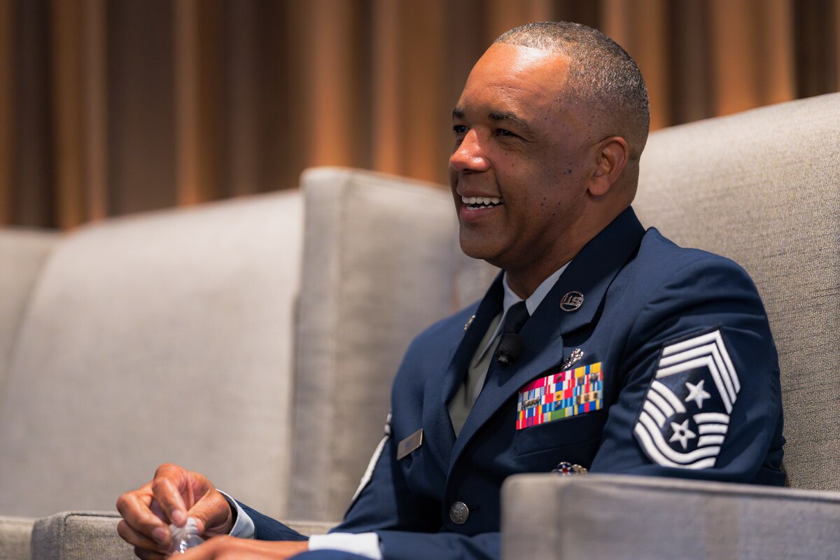 Photo of Chief Master Sgt. Timothy White smiling.