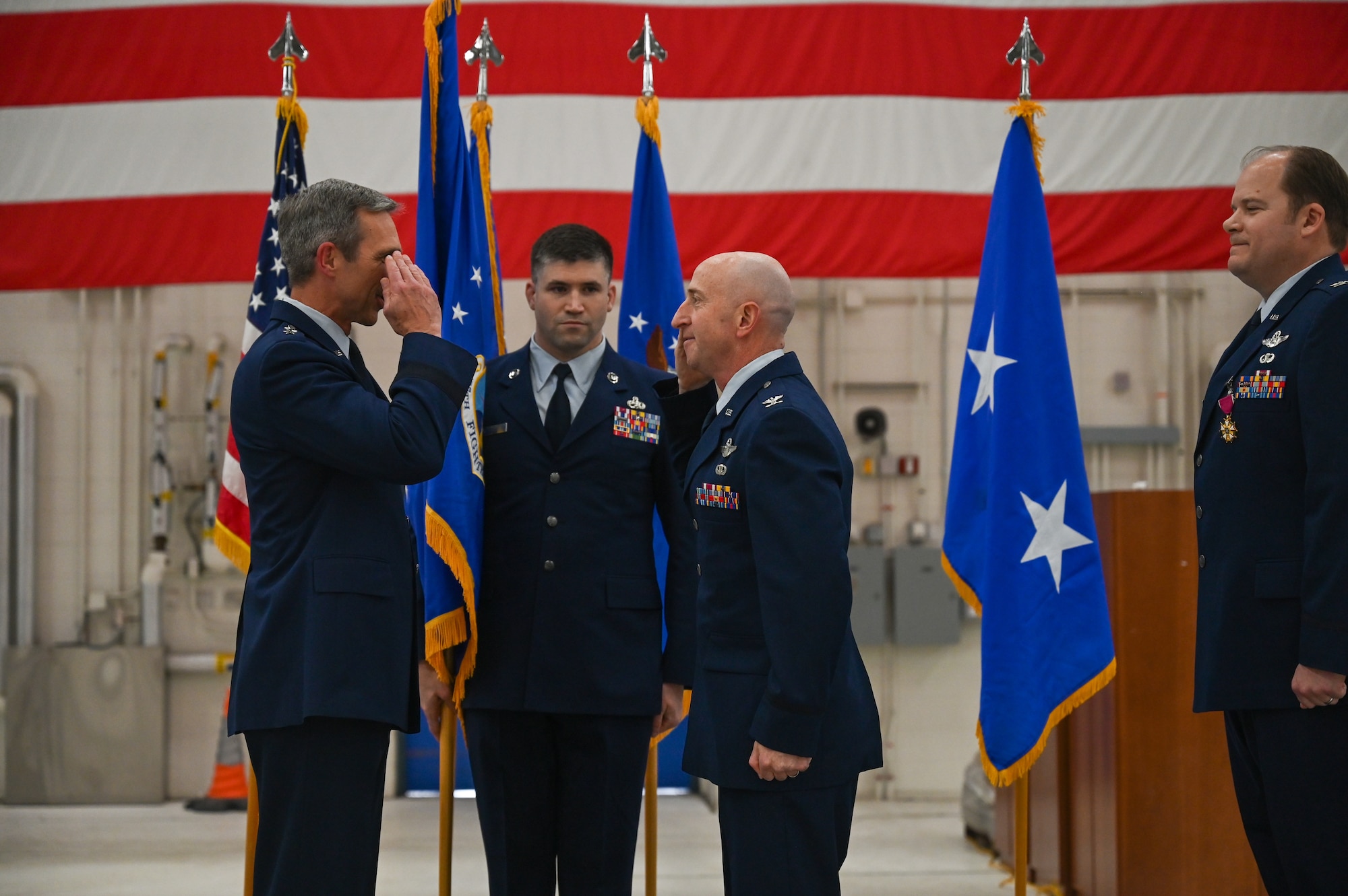 Major General Bryan R. Radliff, 10th Air Force commander presided as Col. Jonathan Gration Jr. relinquished command to Col. Brian “Notcho” Budde, at 1477 on May 5, 2023.
Change of command ceremonies allow subordinates to witness the formal change of responsibility of the unit from one officer to another.