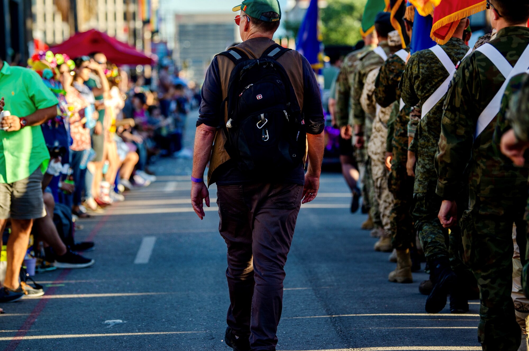 International Military Students and staff march at the annual Fiesta Flambeau parade in San Antonio, Texas, April 29, 2023.