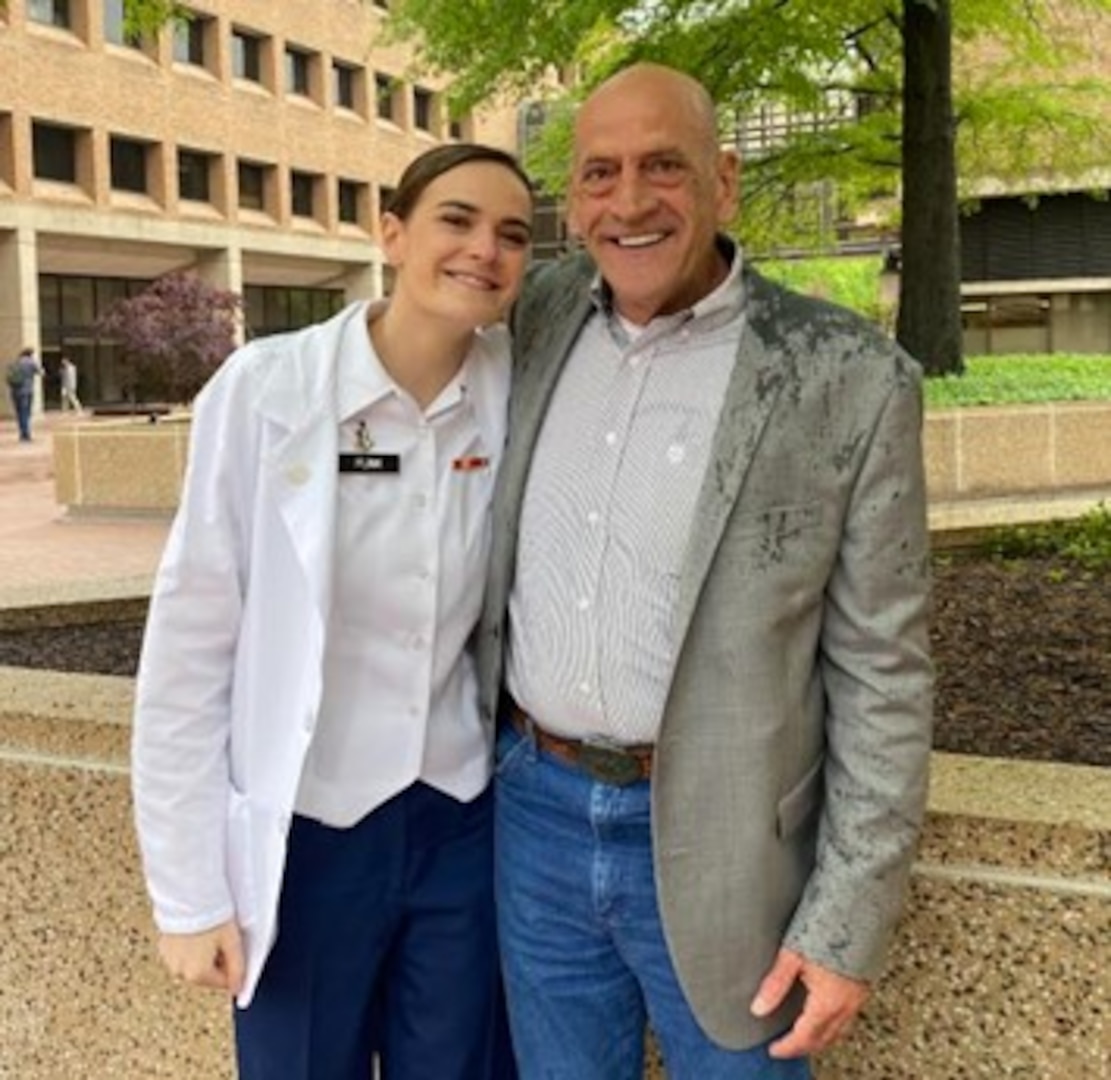 2nd Lt. Vera Funk poses for a photo with her father, John Funk. The Funk family has had a family member serve in every major war, tracing back to Henry Funk, during the Revolution.