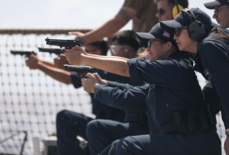 USS Milius (DDG 69) small arms training.