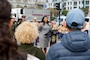London Breed, Mayor of San Francisco address the press in front of city hall during San Francisco Fleet Week.