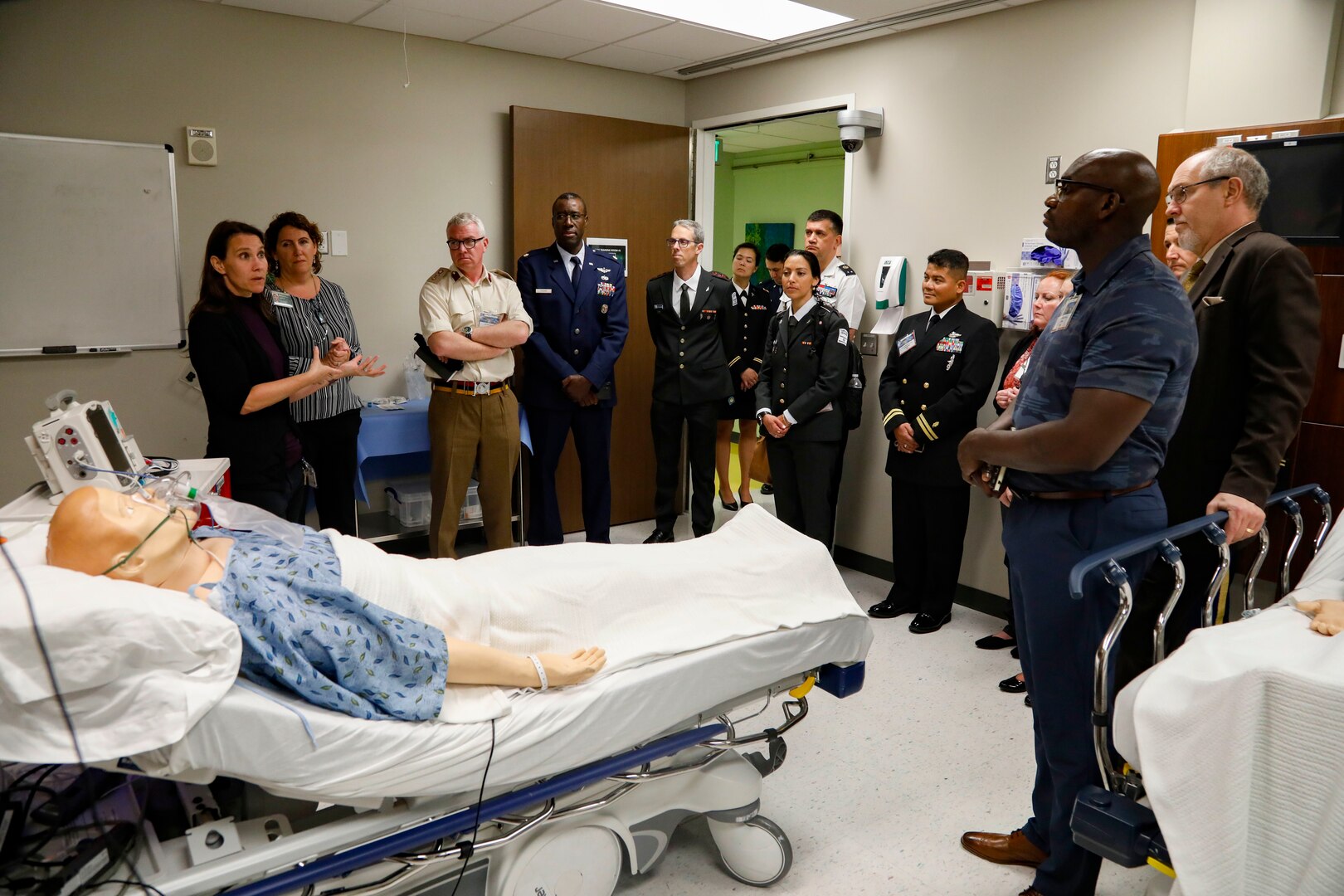Attendees to U.S. Central Command’s 2023 Medical Security Cooperation Exchange (MSCE) tour the University of South Florida’s Center for Advanced Medical Learning and Simulation (CAMLS), May 1, 2023.  The MSCE brings together medical professionals from the U.S. and partner nations to share best practices and strengthen relationships. U.S. Central Command Public Affairs photo by Tom Gagnier)
