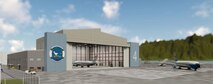 Digital rendering of the Type III hangar concept proposed to be constructed at Marine Corps Air Station (MCAS) Kaneohe Bay, Marine Corps Base Hawaii (MCBH), in the draft Environmental Assessment for Construction of a C-40A Aircraft Maintenance Hangar at MCBH.