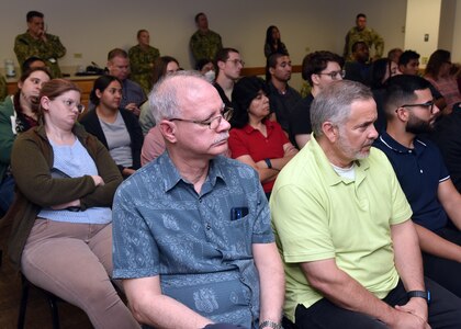 JOINT BASE SAN ANTONIO-FORT SAM HOUSTON – (May 3, 2023) – Military and support personnel assigned to Naval Medical Research Unit (NAMRU) San Antonio attended the fifth edition of “Mission Possible,” an information-sharing event held at the Battlefield Health and Trauma (BHT) Research Institute. The purpose of “Mission Possible” is to better inform members of the command on the tactics, techniques, and procedures of the three science directorates to include the resource acquisitions and administrative directorates. NAMRU San Antonio’s mission is to conduct gap driven combat casualty care, craniofacial, and directed energy research to improve survival, operational readiness, and safety of Department of Defense personnel engaged in routine and expeditionary operations. It is one of the leading research and development laboratories for the U.S. Navy under the DoD and is one of eight subordinate research commands in the global network of laboratories operating under the Naval Medical Research Command in Silver Spring, Md. (U.S. Navy photo by Burrell Parmer, NAMRU San Antonio Public Affairs/Released)