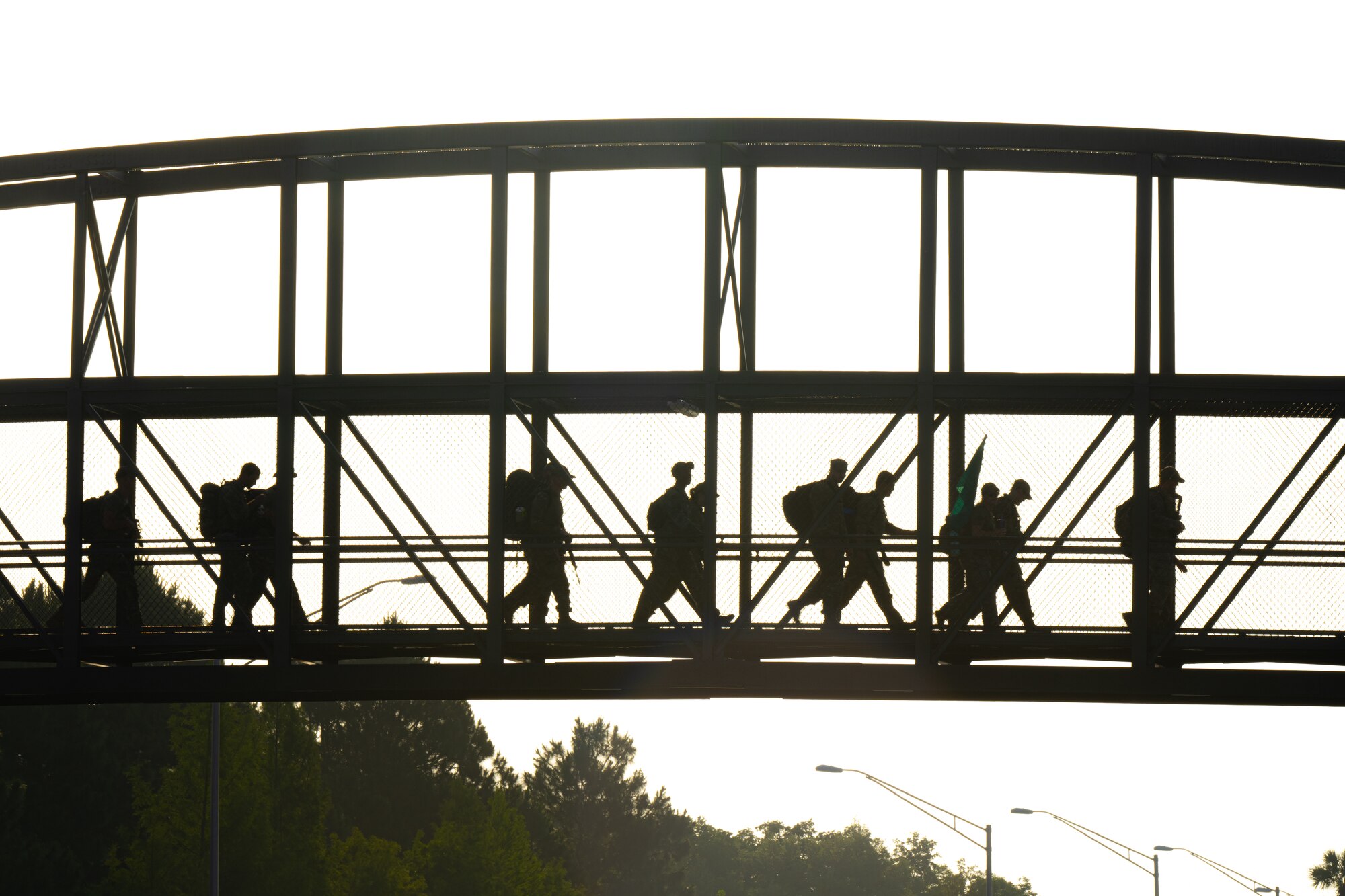 U.S. Air Force Airmen assigned to the 1st Special Operation Civil Engineer Squadron, ruck to their next training station at Hurlburt Field, Fla., April 28, 2023.
