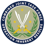 Updated CJTF-OIR logo as of 20230101. Approved by United States Army Institute of Heraldry (tioh.army.mil).