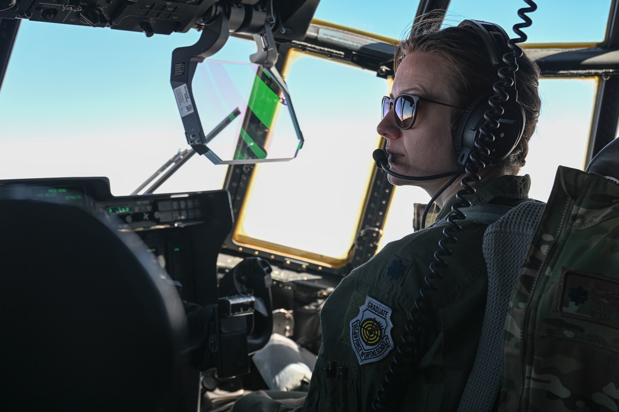 An airman flies a C-130J Super Hercules