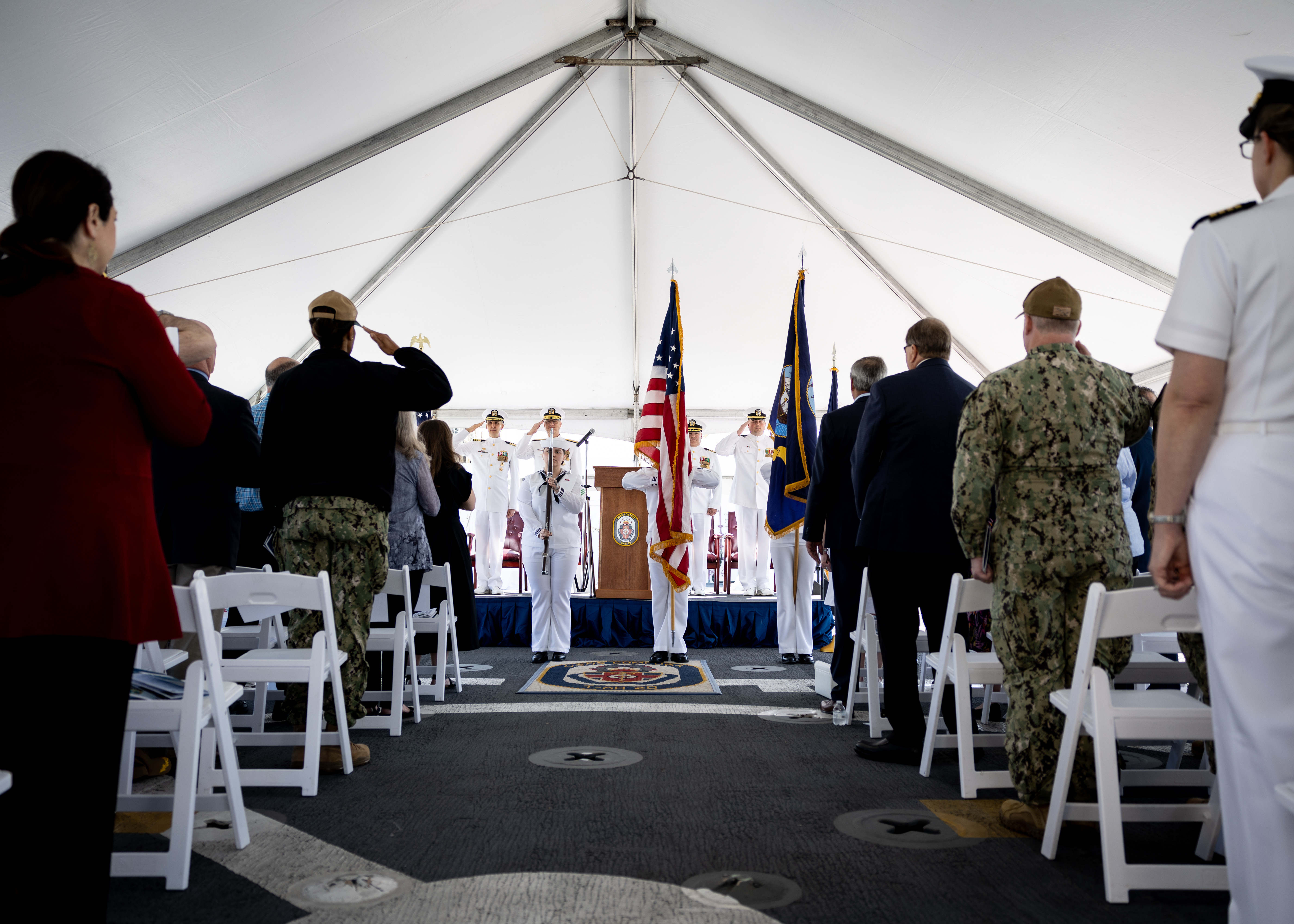 Military Sealift Command’s leadership in the Atlantic changed hands, when Navy Capt. James A. Murdock relieved Navy Capt. Daniel E. Broadhurst as commander of Norfolk-based Military Sealift Command Atlantic (MSC Atlantic) during a change of command ceremony held aboard Navy hospital ship USNS Comfort (T-AH-20) in Naval Station Norfolk April 13, 2023. Broadhurst will assume duties as the chief of staff for MSC headquarters in Norfolk.