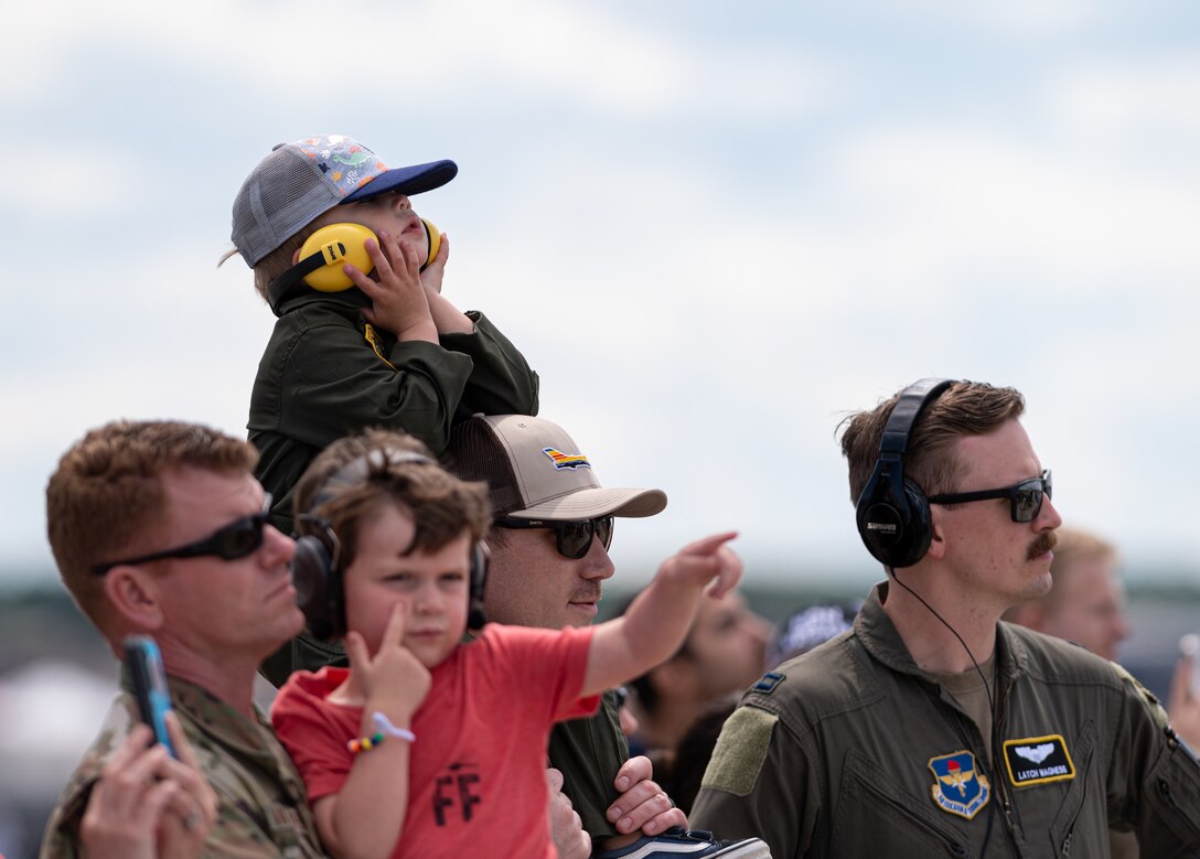 Air show attendees watch the performance.